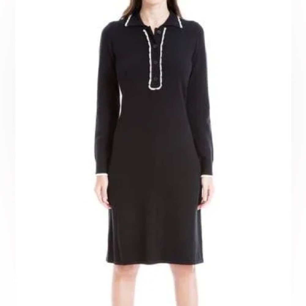 MAX STUDIO black Piped Long Sleeve Sweater Dress size: small NWT